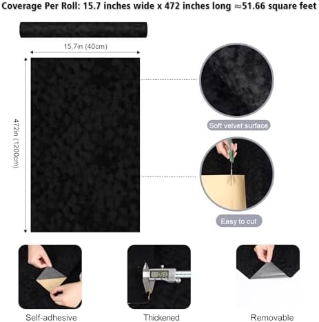 15.7"x472" Self Adhesive Velvet Drawer Liner - Image 2