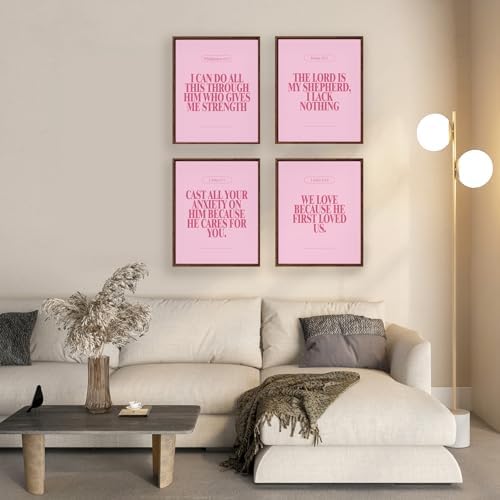Locomiss Pink Christian Modern Bible Jesus Scripture Wall Art Decor Posters - Image 5