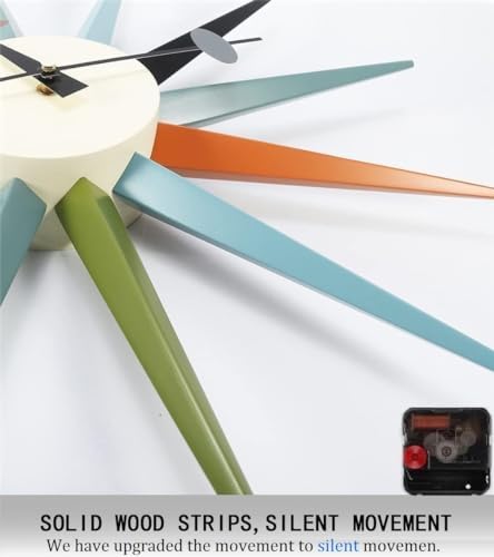 Large Sunburst Wall Clock 18 Inch, Mid Century Modern - Image 3