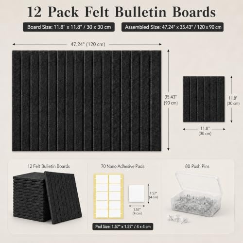 Large Black Felt Bulletin Board 12-Pack - Image 2
