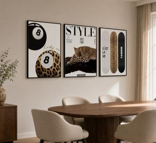 3Pcs Trendy Leopard Wall Art Preppy Aesthetic Stylish Leopard Painting Picture - Image 5