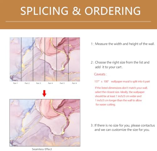 Pink Marble Wallpaper Mural Peel and Stick 137"x100" - Image 5