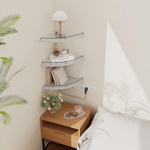 JJL Corner Shelf Wall Mounted, 12 Inches 3-Tier Floating Corner Shelf, - Image 2