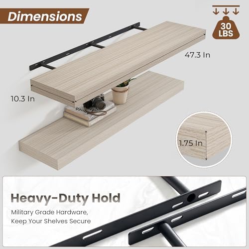 Heimlove Floating Shelves 47.2" W x 10.3" D Grey Set of 2 - Image 3