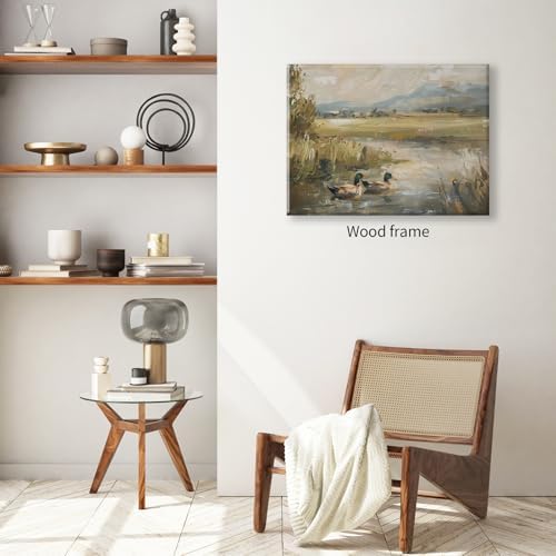 Mallard Duck Pond Poster Animal Farmhouse Canvas Wall Art Vintage Duck Painting - Image 4