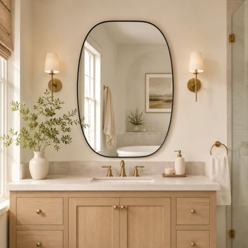USHOWER Black Oval Bathroom Mirror 30x40 Inch by USHOWER