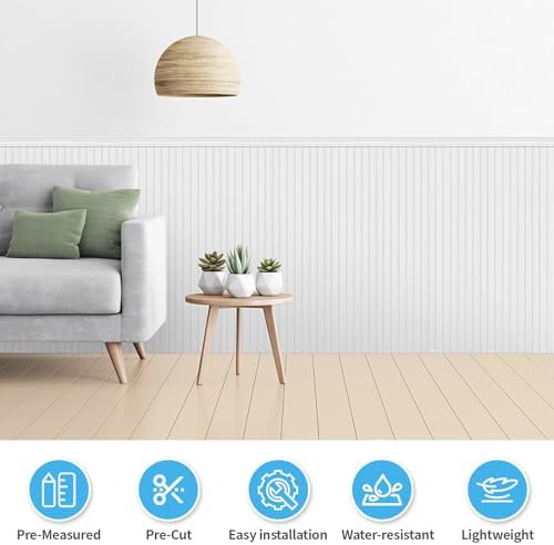 Art3d Beadboard Wainscoting Wall Panel Kit, 37.8 x 9.84 Inch, Matte White - Image 4