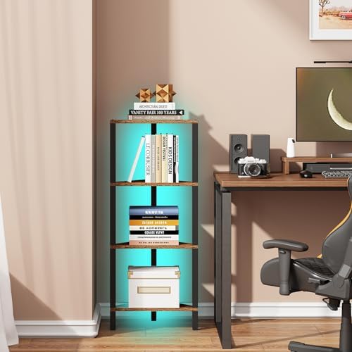 TUTOTAK Corner Shelf, 4-Tier Corner Bookshelf by ChoosetutotakFurnitureBuildYourCozyHome