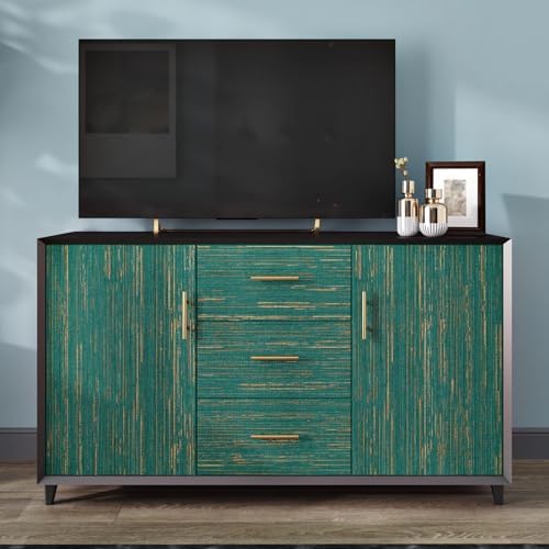 Green Grasscloth Wallpaper Peel and Stick Teal Textured Fabric Wallpaper - Image 5
