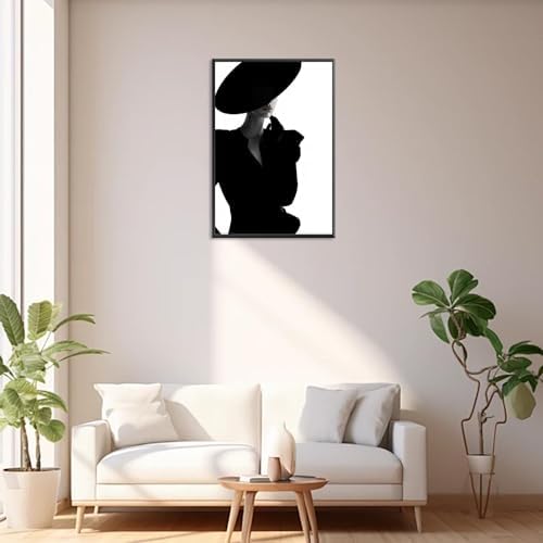 Trendy Magazine Cover Poster Black And White Fashion Women Canvas Wall Art - Image 4