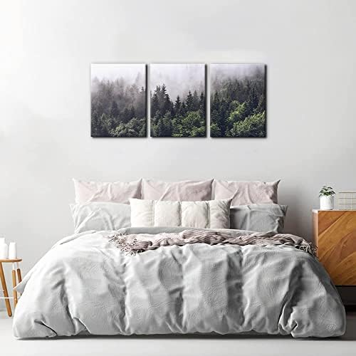 Pacimo Canvas Wall Art Fog Over Pine Tree Forest Nature Wilderness Photography - Image 3