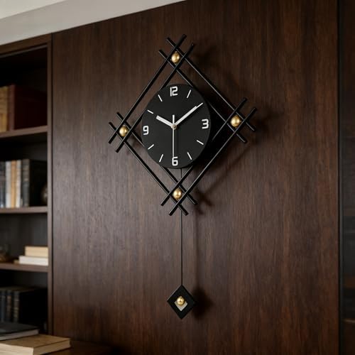 SIN&MI Modern Wall Clock with Stylish Pendulum, Minimalist Metal Wall Decor - Image 6
