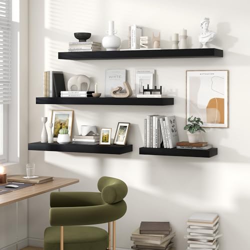 Heimlove Floating Shelves 31.5" W x 10.3" D Black Set of 2 - Image 2