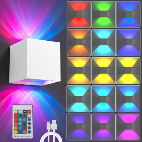 RGB LED Wall Light, 6000mAh Battery Operated Wall Sconce16 Colors, Rechargeable by SURPALIG