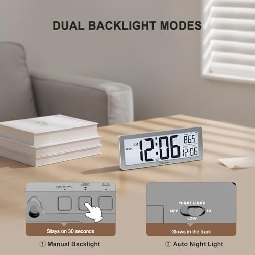 Soobest 8.5" Small Atomic Clock, Self-Setting Time & Date Battery Operated - Image 6