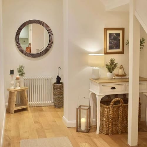 LOSOUR Round Mirror, Farmhouse Decor Solid Wood Frame Wall Circle Mirror - Image 5