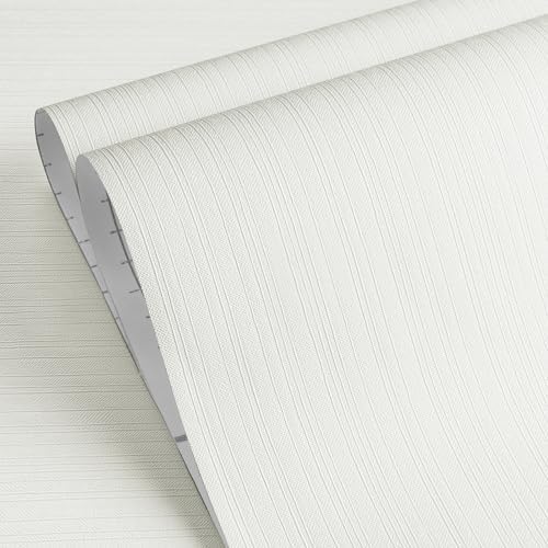 YENHOME 17.7"X200" White Grasscloth Peel and Stick Wallpaper Textured Wallpaper by Yenhome
