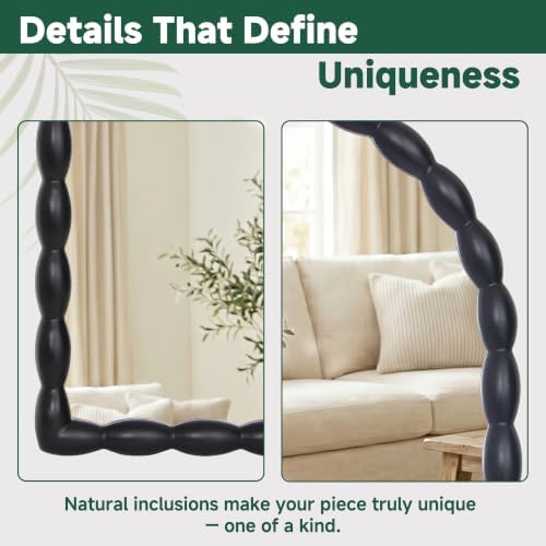36"x24" Arched Solid Wood Farmhouse Decorative Wall Mirror - Image 4