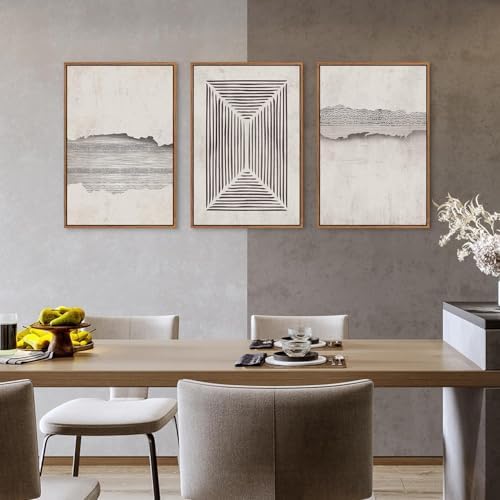 CHDITB Abstract Modern Framed Canvas Wall Art Set, Geometric Line Textured Wall - Image 4