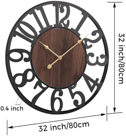 Vantic 32 Inch Large Wall Clock, Arabic Numeral Wood Oversized Wall Clock - Image 2