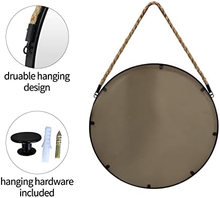 POZINO 15" Small Round Hanging Mirror, Circle Wall Mirror - Image 3