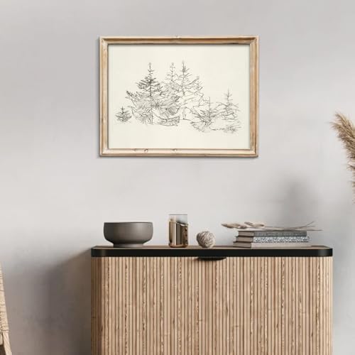 uniro Pine Tree Vintage Wall Art Gray Prints - Image 4
