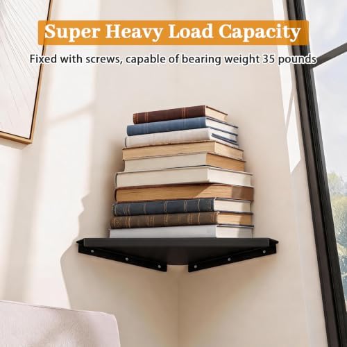 12" Black Large Corner Floating Shelf Wall Mounted, Metal 2 Pcs - Image 6