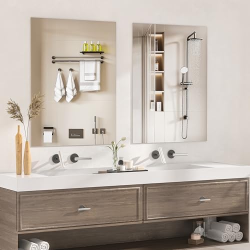 Hasipu Bathroom Mirror for Wall Vanity Mirror 20"x28"-2pcs, Frameless Mirror by Whatssuitableisthebest