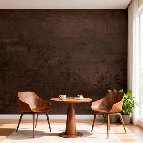 Bumoo Brown Peel and Stick Limewash Wallpaper 16'' x 590'' Coffee Concrete by Bumoo
