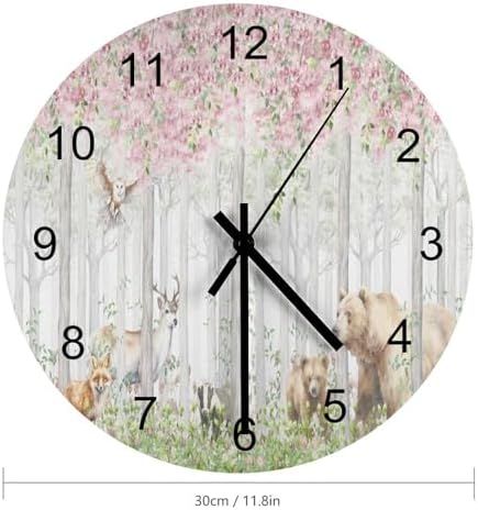 Forest Wall Clock Silent Non Ticking Battery Operated, Cartoon Nature Forest - Image 2