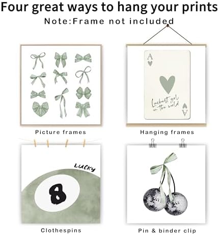 okaxscm Sage Green Coquette Trendy Preppy Wall Art Prints Set of 4, Coquette - Image 2