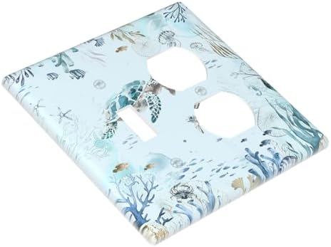 Wallplates Teal Blue Ocean Sea Turtle Seabed Plants 1 Toggle 1 Duplex Switch - Image 3