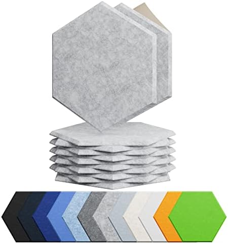 12 Pack Hexagon Acoustic Panels Self Adhesive Sound Proof Foam by Amantech