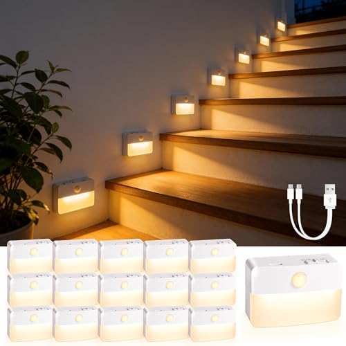 16 Pack Rechargeable Motion Sensor Stair Lights by Guankai