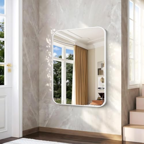 BONEWEI White Bathroom Mirror, 55x36 inch Wall Mirror - Image 5