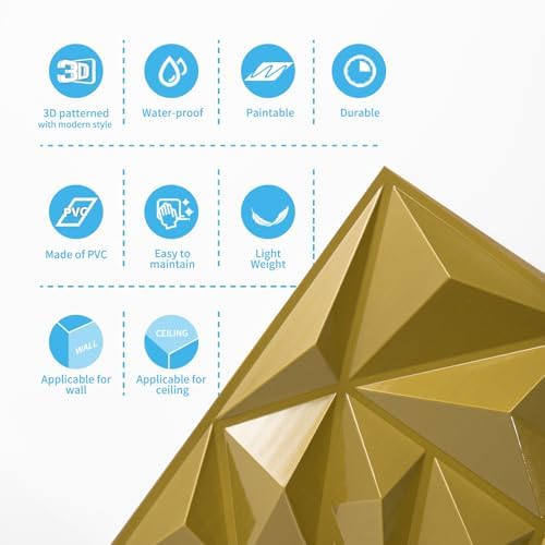 Art3d 33-Pack Modern Diamond Textured 3D Wall Panels, 12 x 12 in - Image 6