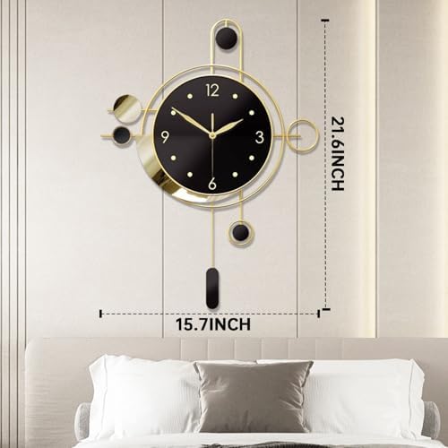 Wall Clock with Pendulum, Silent Non Ticking Battery Operated Modern Large Wall - Image 4