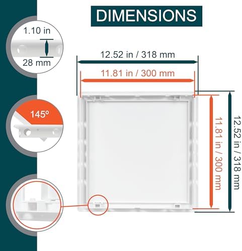 12" x 12" White ABS Plastic Plumbing Access Panel - Image 2