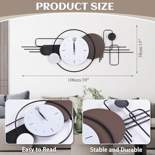 Decorative Wall Clocks for Living Room Decor Large Modern Metal Wall Art - Image 2