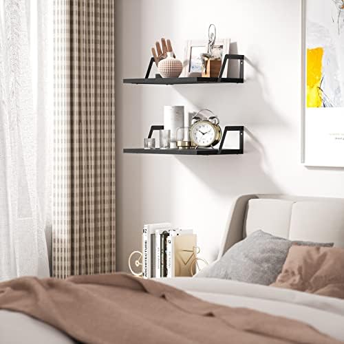 SRIWATANA Floating Shelves Wall Mounted Set of 2 Rustic Wood Shelves - Image 4
