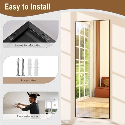 GLSLAND 58"x18" Full Length Mirror Full Body Mirror Freestanding Hanging or - Image 7