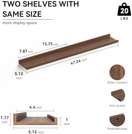 Boswillon Floating Shelves Set of 2, Long Wall Shelf - Image 3