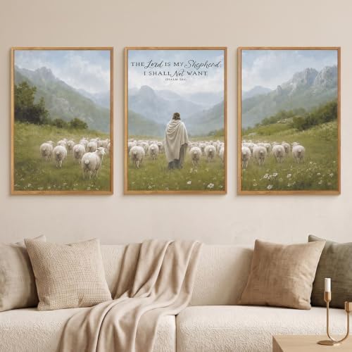 LHIUEM Large Christian Bible Verse Framed Canvas Wall Art, Jesus - Image 2