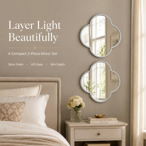 Glass Clover Mirror Set of 2, Non-Distortion Wall Decor Mirrors - Image 7