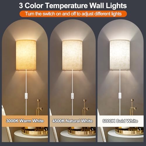 Yunaking Plug in Wall Sconces Set of Two Wall Lights - Image 2