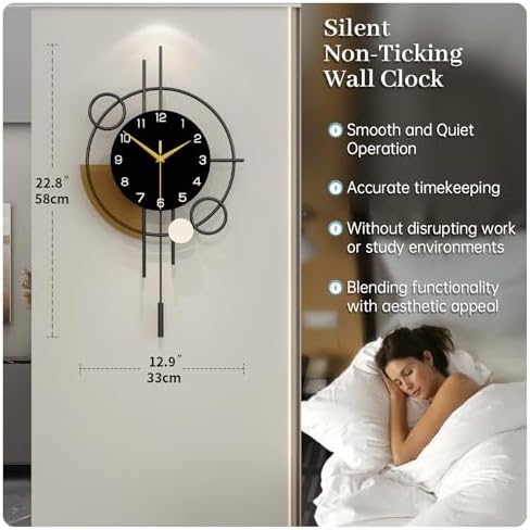 Large Wall Clock Decorative Pendulum Wall Clock Battery Operated - Image 4