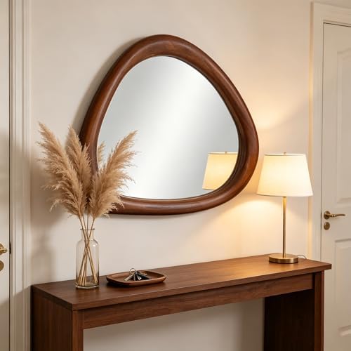 Irregular Wall Mirror, 30*20inch Asymmetrical Wood Mirrors, Entryway Mirror - Image 6