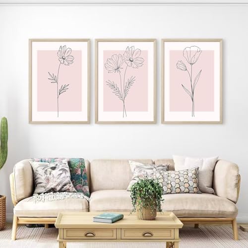 Pink Wall Art Pictures Decor Blush Pink Flower Canvas Painting Floral Botanical - Image 6