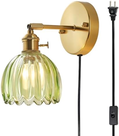 Plug in and Hardwired Wall Sconces, Luxury Vintage Tulip Crystal Glass Shade by Unknown