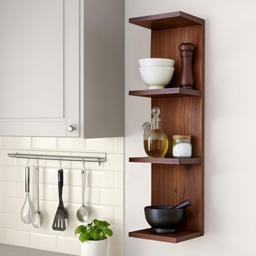 4 Tier Wall Shelf Unit, Vertical Column Floating Storage Home Decor Organizer - Image 5